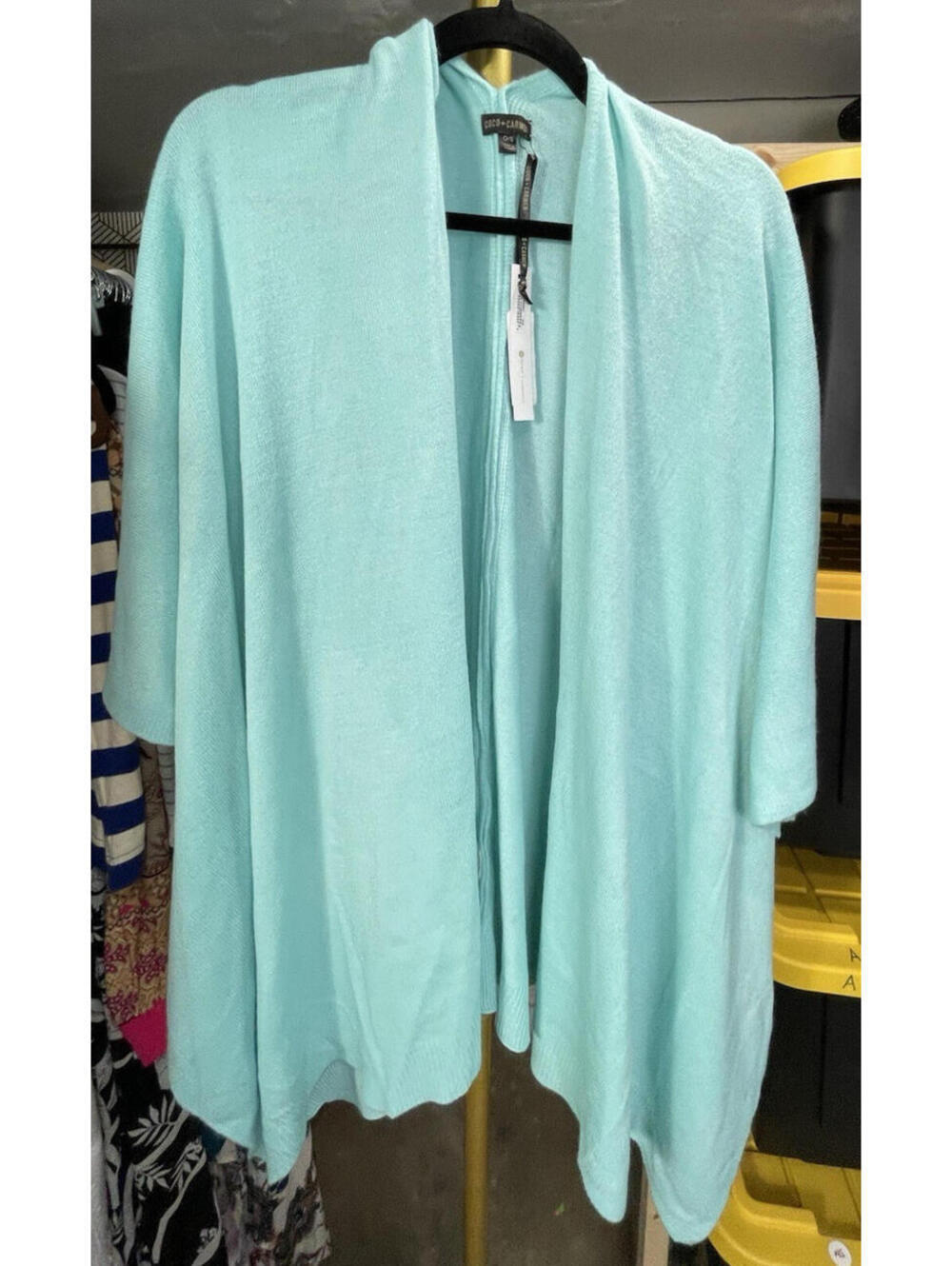 NWT Coco + Carmen Women's Aqua Open Shawl Wrap Solid One Size Acrylic